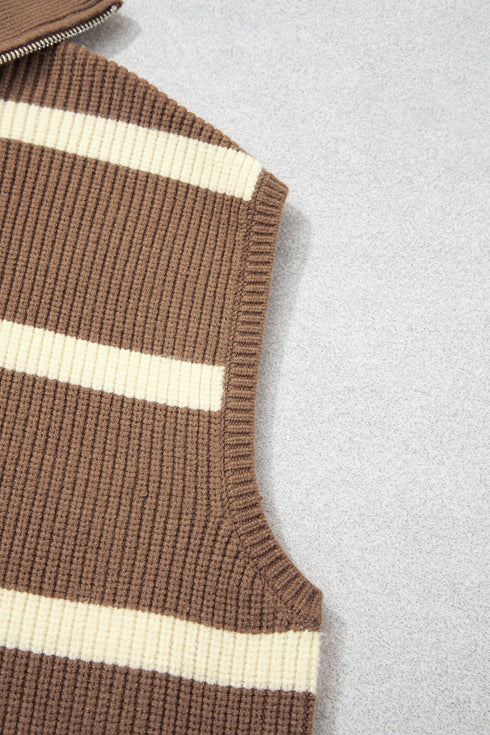 Striped Drop Shoulder V Neck Tunic Sweater