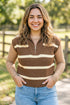 Striped Drop Shoulder V Neck Tunic Sweater