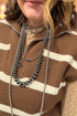 Striped Drop Shoulder V Neck Tunic Sweater