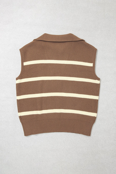 Striped Drop Shoulder V Neck Tunic Sweater
