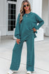 Striped Dropped Shoulder Long Sleeve Top Elastic Waist Pants Two Piece Pant Set