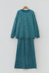 Striped Dropped Shoulder Long Sleeve Top Elastic Waist Pants Two Piece Pant Set