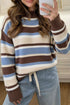 Striped Dropped Shoulder Loose Retro Inspired Pullover Sweater