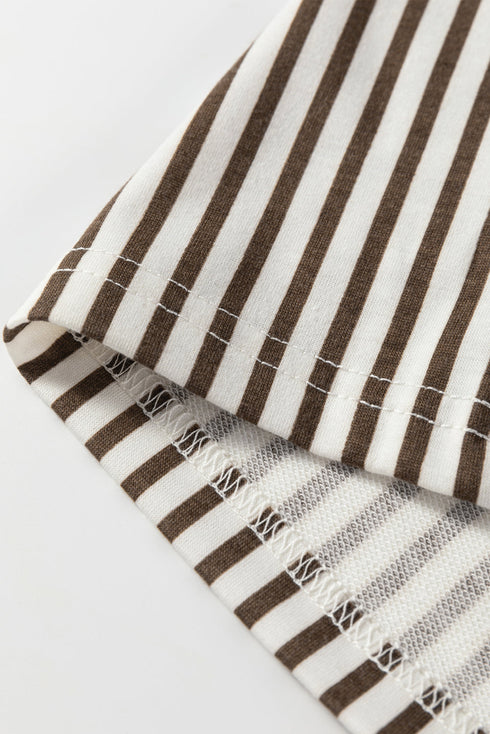 Striped Elastic High Waist Pocketed Wide Leg Pants