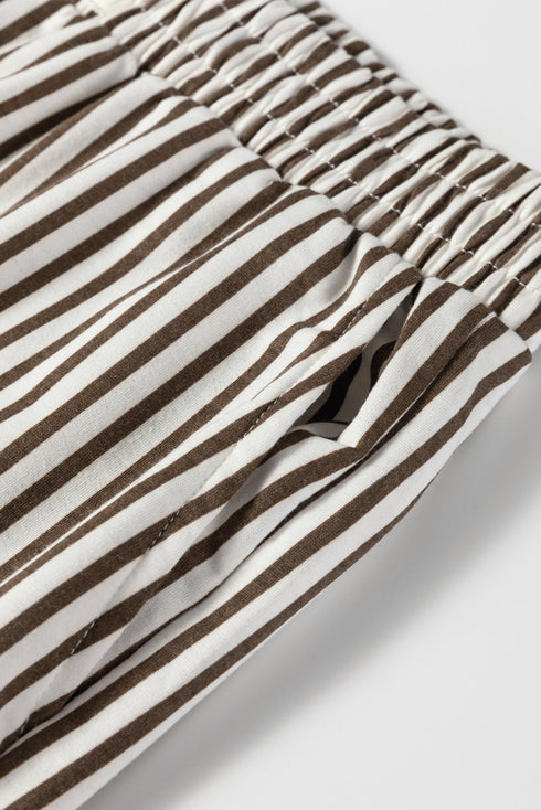 Striped Elastic High Waist Pocketed Wide Leg Pants