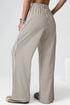 Striped Elastic High Waist Pocketed Wide Leg Pants