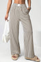 Striped Elastic High Waist Pocketed Wide Leg Pants