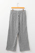 Striped Elastic High Waist Pocketed Wide Leg Pants