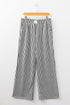 Striped Elastic High Waist Pocketed Wide Leg Pants