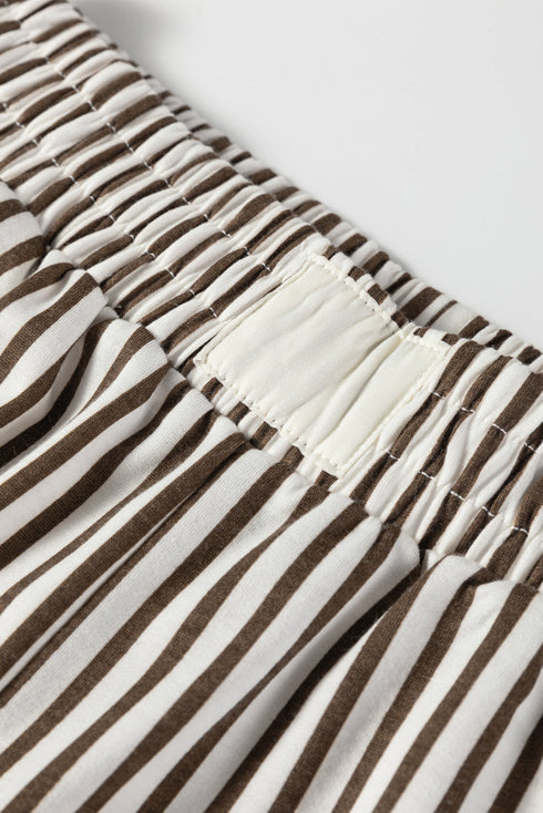 Striped Elastic High Waist Pocketed Wide Leg Pants
