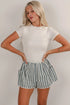 Striped Elastic Waist Cargo Pocket Casual Shorts