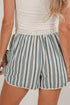Striped Elastic Waist Cargo Pocket Casual Shorts