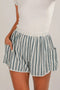 Striped Elastic Waist Cargo Pocket Casual Shorts