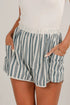 Striped Elastic Waist Cargo Pocket Casual Shorts