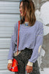 Striped Elbow Patch Drop Shoulder Pullover Sweatshirt