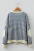 Striped Elbow Patch Drop Shoulder Pullover Sweatshirt
