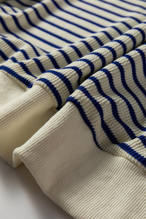 Striped Elbow Patch Drop Shoulder Pullover Sweatshirt