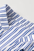 Striped Embroidered Detail Button Front Long Sleeve Casual Shirt