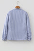 Striped Embroidered Detail Button Front Long Sleeve Casual Shirt