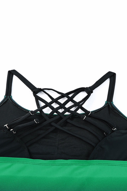 Striped Empire Waist Tankini Top With Boy Shorts
