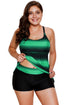 Striped Empire Waist Tankini Top With Boy Shorts