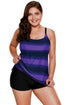 Striped Empire Waist Tankini Top With Boy Shorts