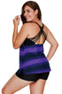 Striped Empire Waist Tankini Top With Boy Shorts
