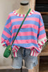 Striped Exposed Seam Border Trim Patchwork Top