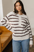 Striped Exposed Seam Button Front Henley Sweater