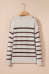 Striped Exposed Seam Button Front Henley Sweater