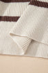 Striped Exposed Seam Button Front Henley Sweater