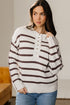 Striped Exposed Seam Button Front Henley Sweater