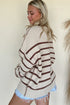 Striped Exposed Seam Button Front Henley Sweater