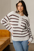 Striped Exposed Seam Button Front Henley Sweater