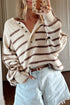 Striped Exposed Seam Button Front Henley Sweater