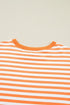 Striped Exposed Seam Patchwork Cotton Blend Pullover Top