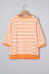Striped Exposed Seam Patchwork Cotton Blend Pullover Top