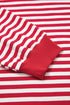 Striped Exposed Seam V Neck Balloon Sleeve Cotton Blend Top