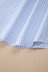 Striped Floral Embroidered Button Front Balloon Sleeve Blouse