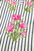 Striped Floral Embroidered V Neck Short Sleeve Blouse