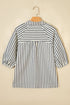 Striped Floral Embroidered V Neck Short Sleeve Blouse