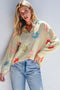 Striped Floral Print Oversized Button Up Shirt