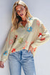 Striped Floral Print Oversized Button Up Shirt