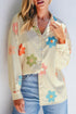 Striped Floral Print Oversized Button Up Shirt
