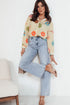 Striped Floral Print Oversized Button Up Shirt