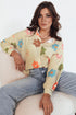 Striped Floral Print Oversized Button Up Shirt