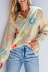 Striped Floral Print Oversized Button Up Shirt