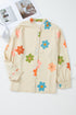Striped Floral Print Oversized Button Up Shirt