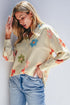 Striped Floral Print Oversized Button Up Shirt