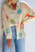 Striped Floral Print Oversized Button Up Shirt